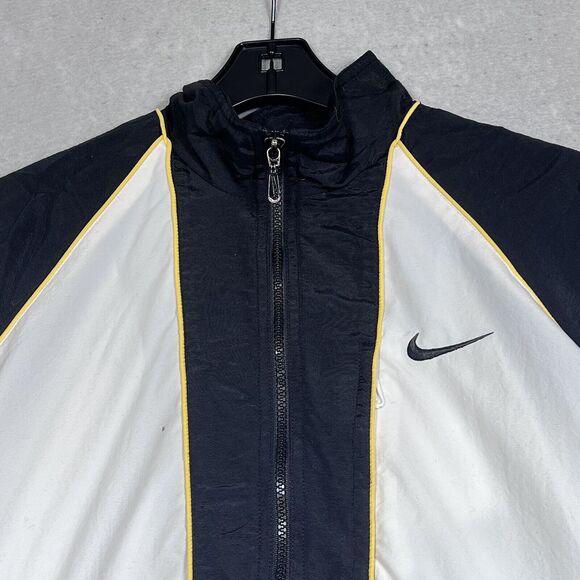 Vintage 90s Nike Windbreaker Jacket Womens Large Black/ White Lined Full Zip - Picture 2 of 14